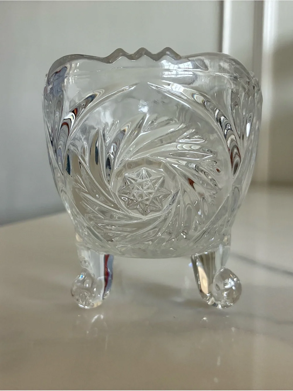 Clear Pressed Glass Footed Bowl - Elegant Crystal-Style Home Accent